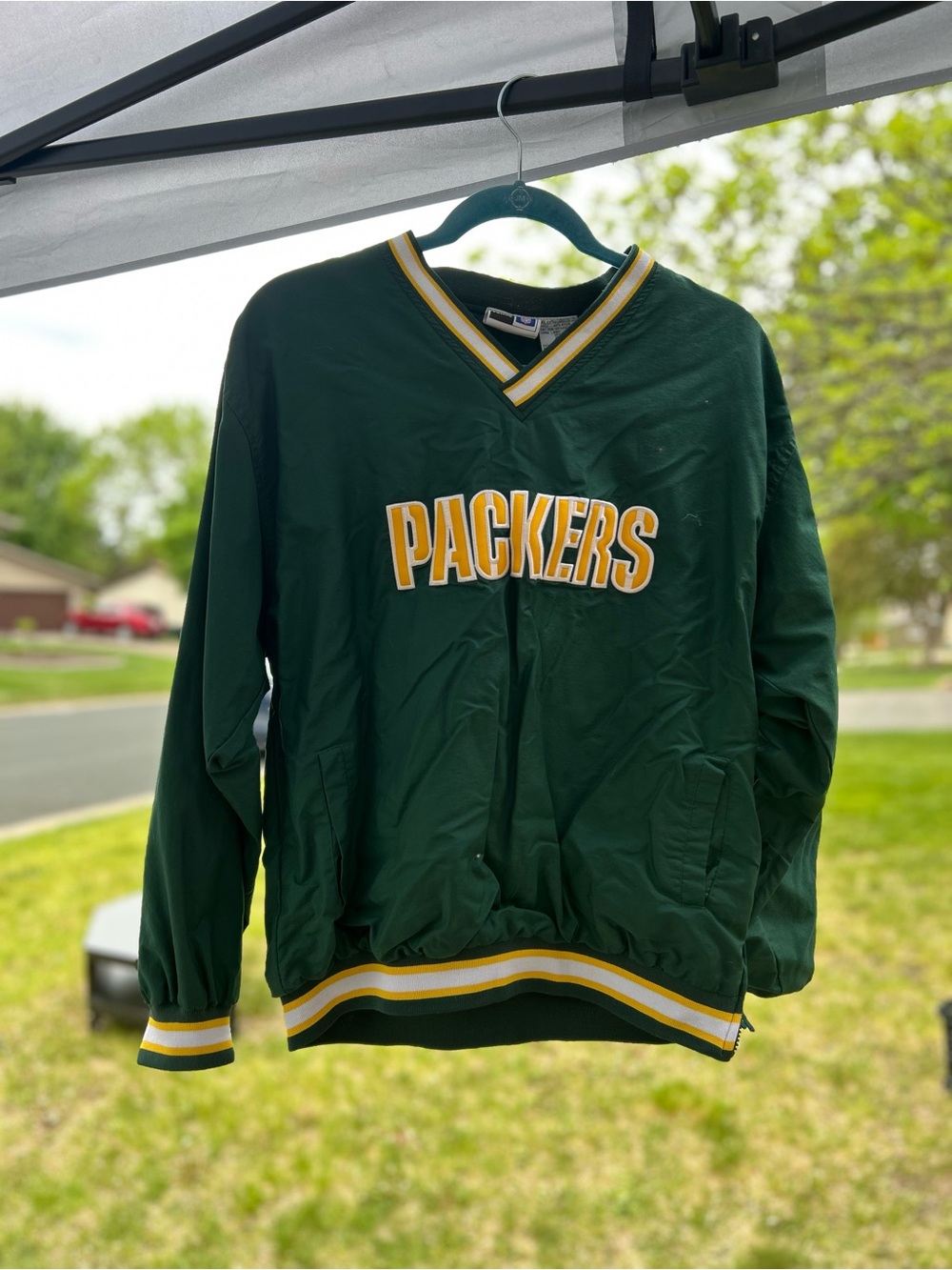Puma NFL Green Pullover with Yellow & White Stripe Trim